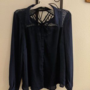 Forever 21 Plus size Navy Blue button up blouse